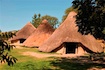 Thatch roofed huts and a Castell Henllys Newport
